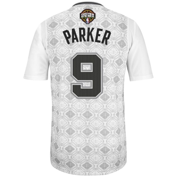 noches enebea spurs #9 tony parker white jersey back